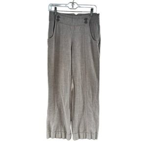 Anthropologie Elevenses Khaki Wide Leg Trousers Size 6